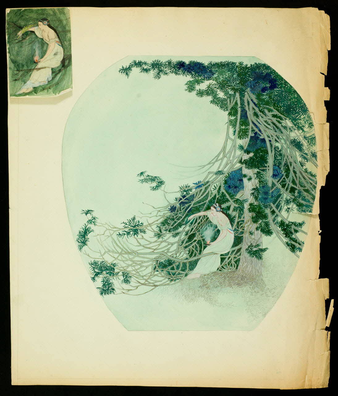 partie d'un ensemble de dessins Vase peint et esquisse 1968.102.5024 Photo Mucem