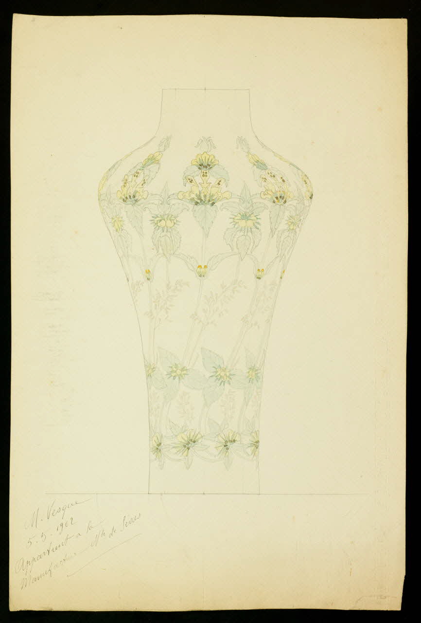 partie d'un ensemble de dessins Vase peint 1968.102.5039 Photo Mucem