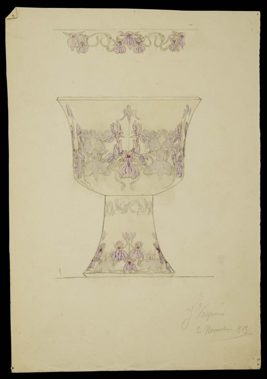 partie d'un ensemble de dessins Vase à décor d'iris 1968.102.5043 Photo Mucem