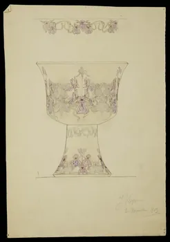 partie d'un ensemble de dessins Vase à décor d'iris 1968.102.5043 Photo Mucem