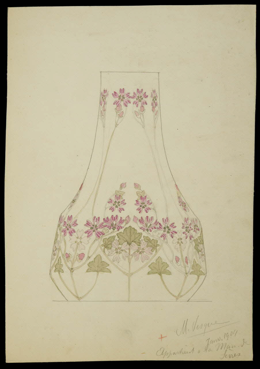 partie d'un ensemble de dessins Vase avec décor de motifs végétaux 1968.102.5056 Photo Mucem