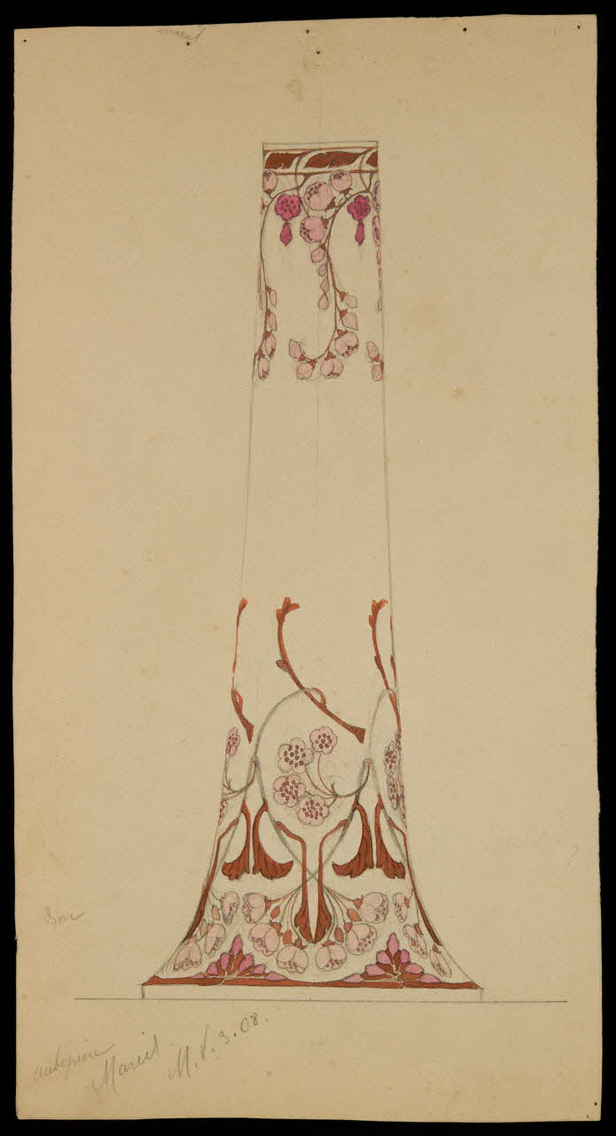 partie d'un ensemble de dessins Vase à décor d'aubépines 1968.102.5063 Photo Mucem