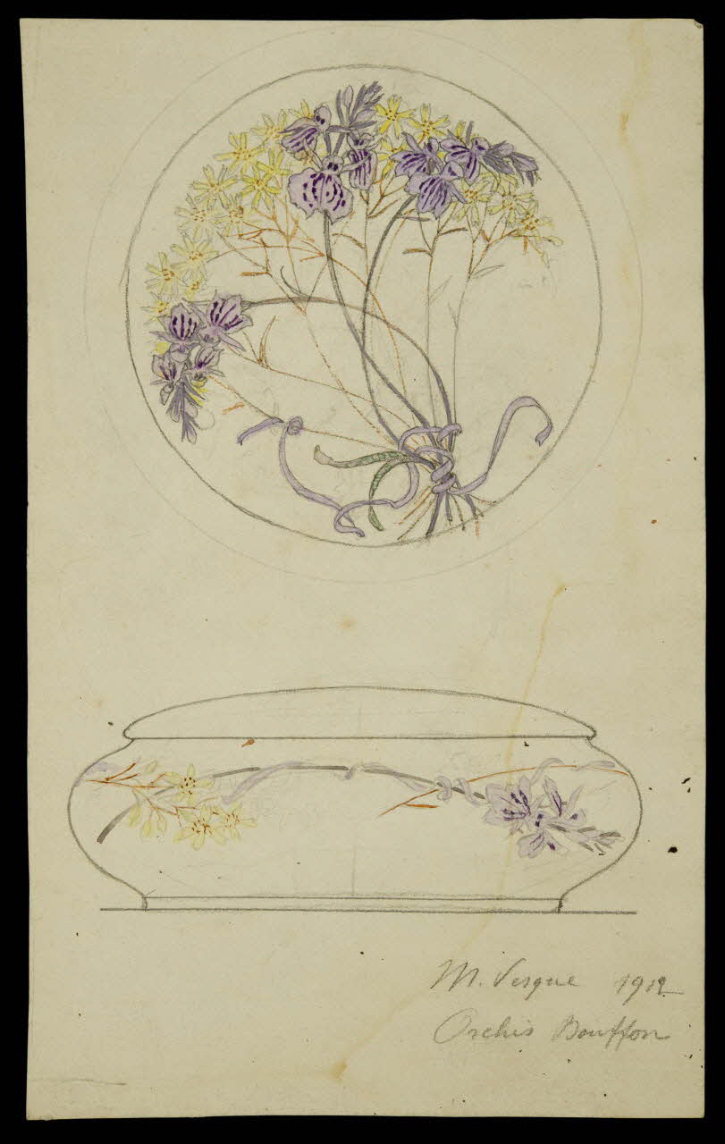 partie d'un ensemble de dessins Vaisselle à décor végétal 1968.102.5068 Photo Mucem