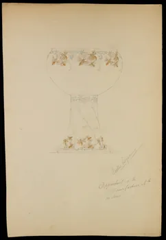 partie d'un ensemble de dessins Vase à décor de fleurs et d'abeilles 1968.102.5100  Photo Mucem