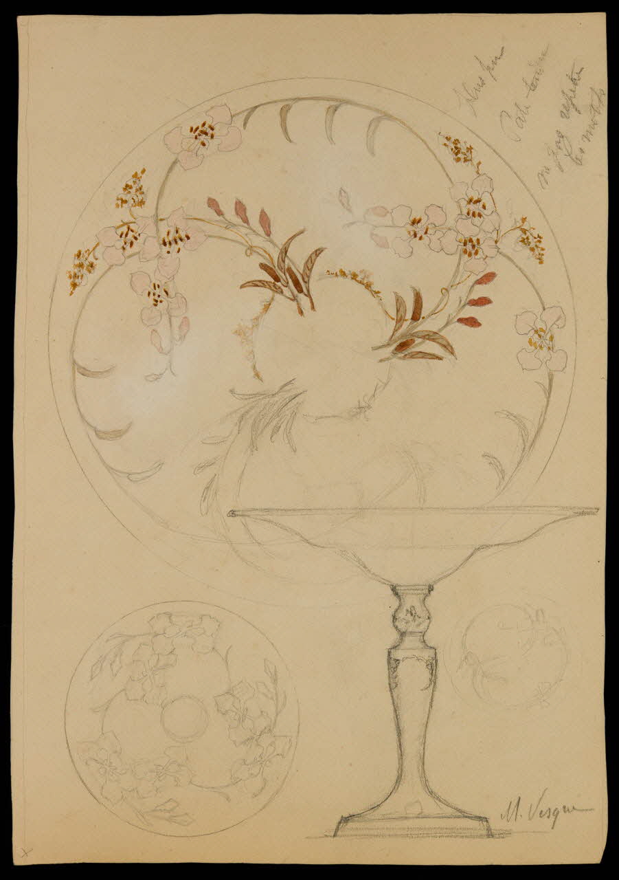 partie d'un ensemble de dessins Coupe à décor floral 1968.102.5105 Photo Mucem