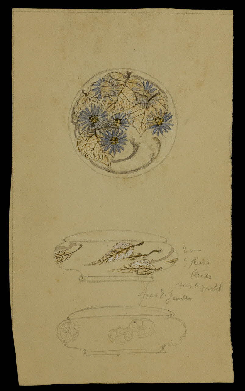 partie d'un ensemble de dessins Esquisse d'ornements d'assiette et de soupière 1968.102.5114 Photo Mucem