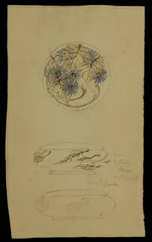 partie d'un ensemble de dessins Esquisse d'ornements d'assiette et de soupière 1968.102.5114 Photo Mucem