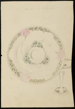 partie d'un ensemble de dessins Objet avec décor floral 1968.102.5127  Photo Mucem