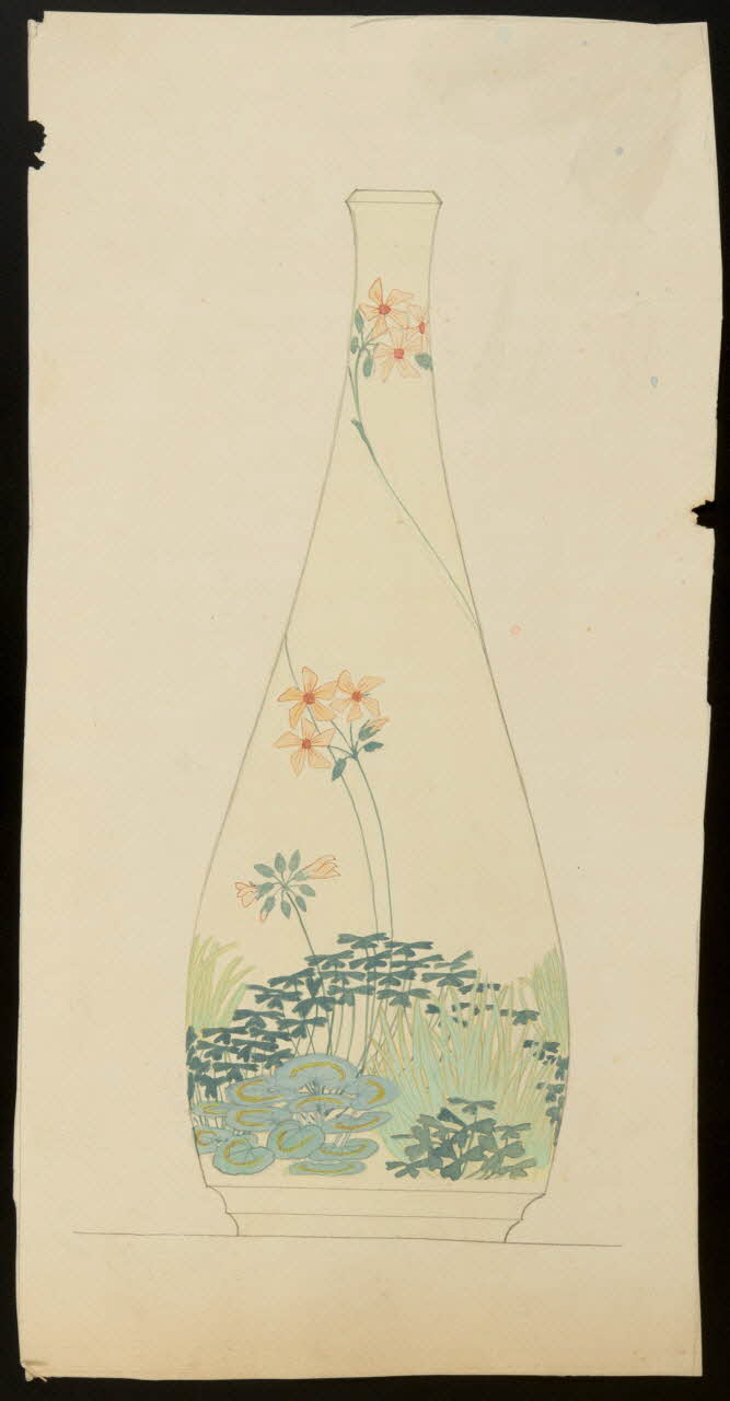 partie d'un ensemble de dessins Récipient décoré de fleurs 1968.102.5138 Photo Mucem