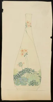 partie d'un ensemble de dessins Récipient décoré de fleurs 1968.102.5138 Photo Mucem
