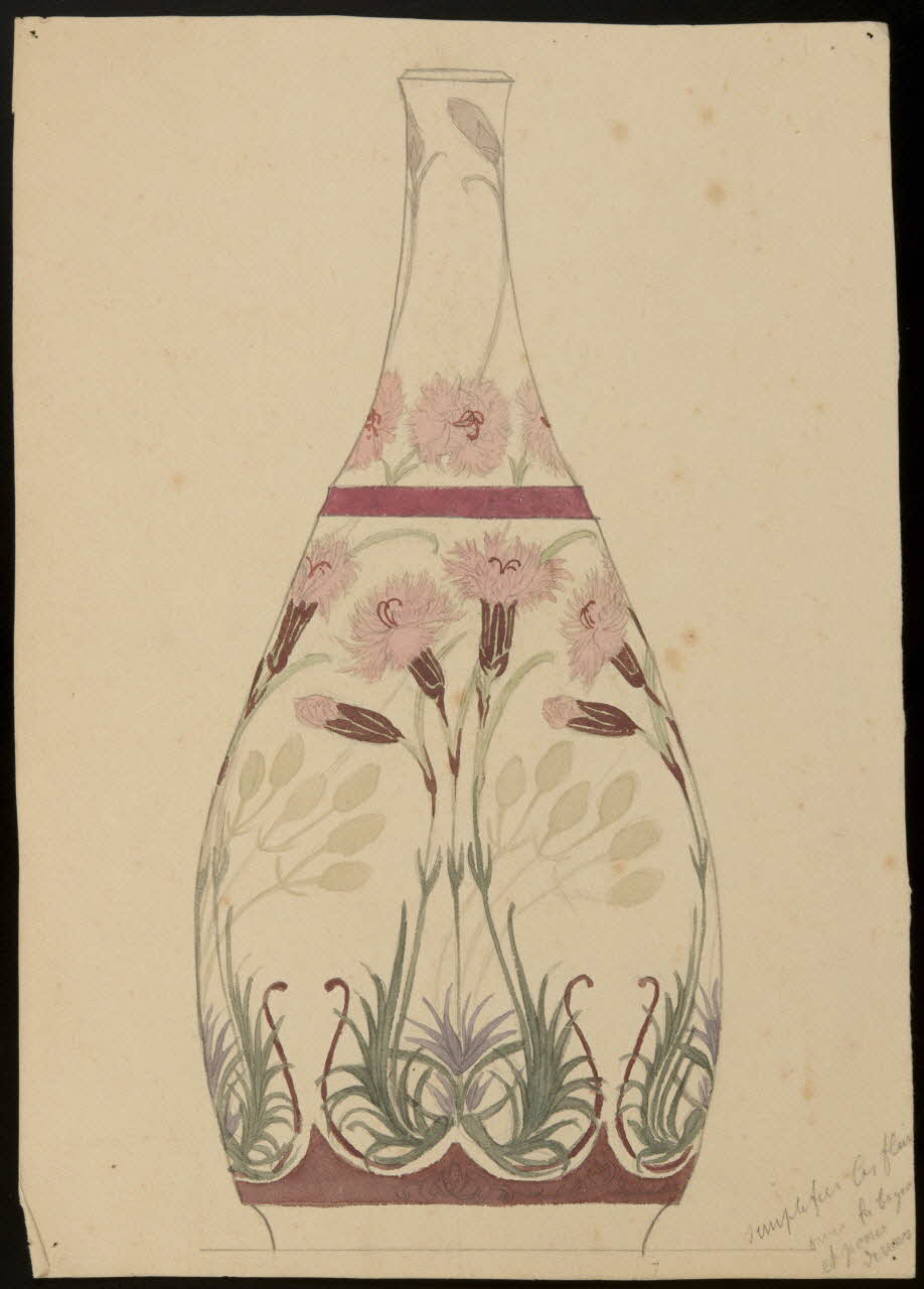 partie d'un ensemble de dessins Récipient décoré de fleurs 1968.102.5140 Photo Mucem