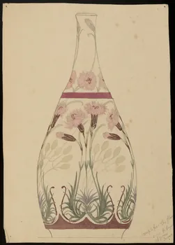 partie d'un ensemble de dessins Récipient décoré de fleurs 1968.102.5140 Photo Mucem
