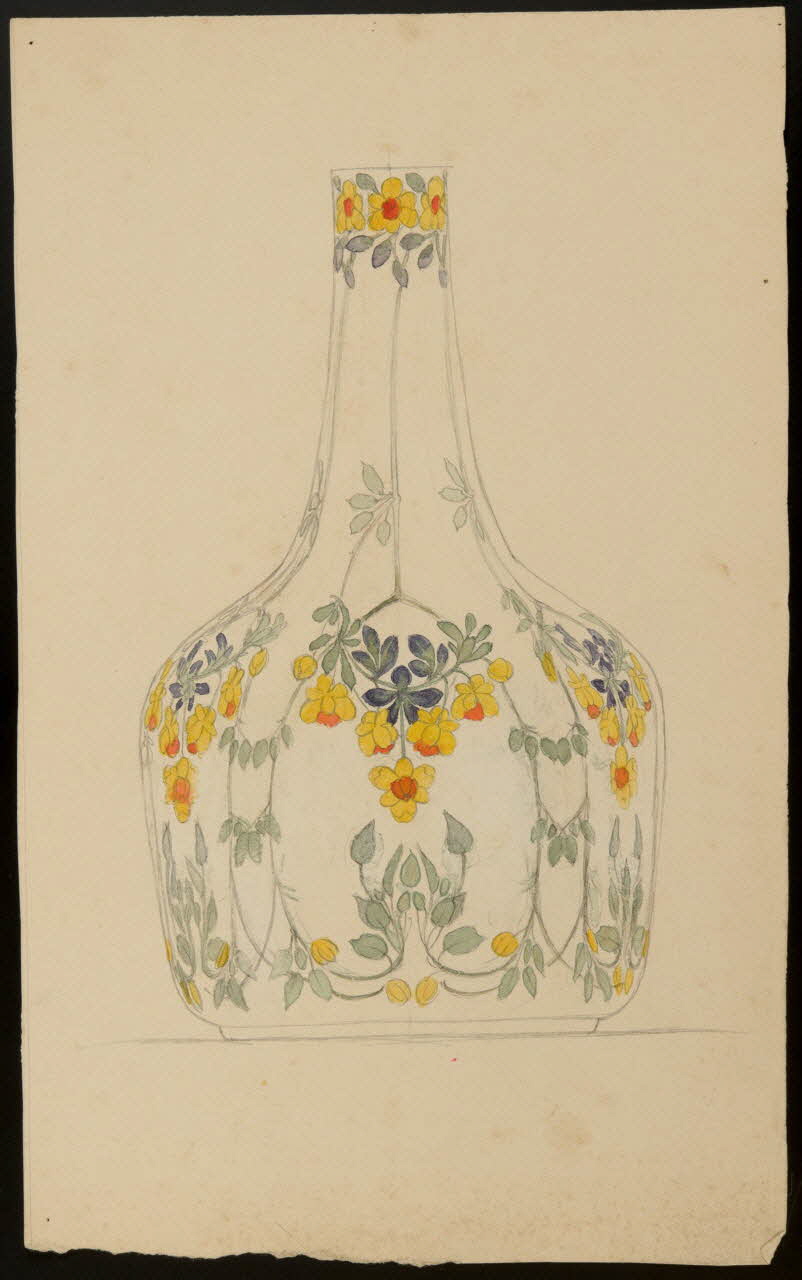 partie d'un ensemble de dessins Récipient décoré de fleurs 1968.102.5141 Photo Mucem
