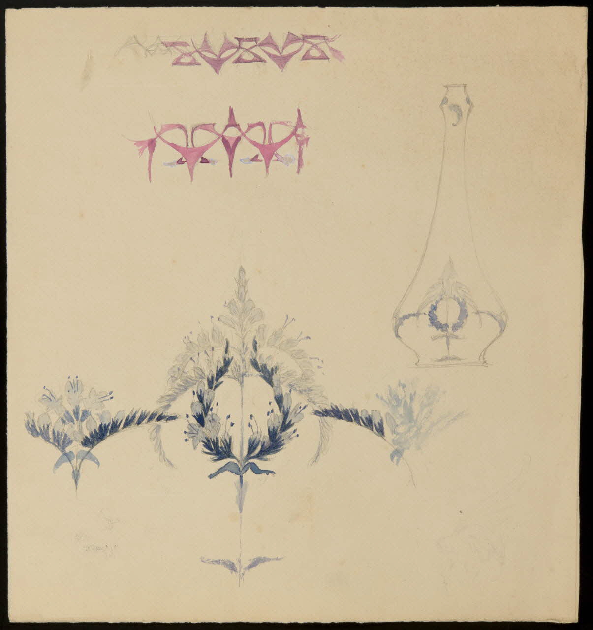 partie d'un ensemble de dessins Décor végétal et récipient 1968.102.5144 Photo Mucem