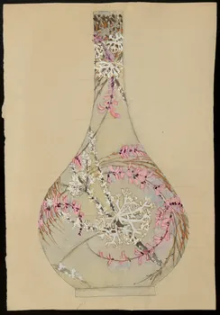 partie d'un ensemble de dessins Récipient décoré de fleurs 1968.102.5146 Photo Mucem
