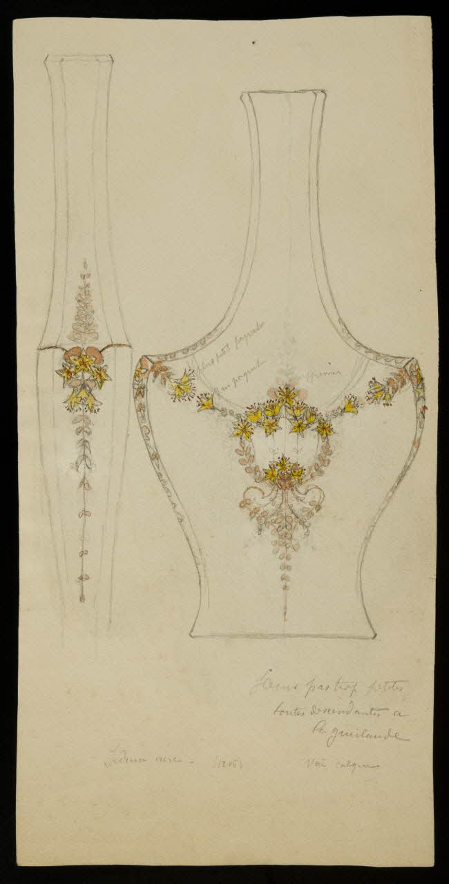 partie d'un ensemble de dessins Croquis de vase 1968.102.5169 Photo Mucem