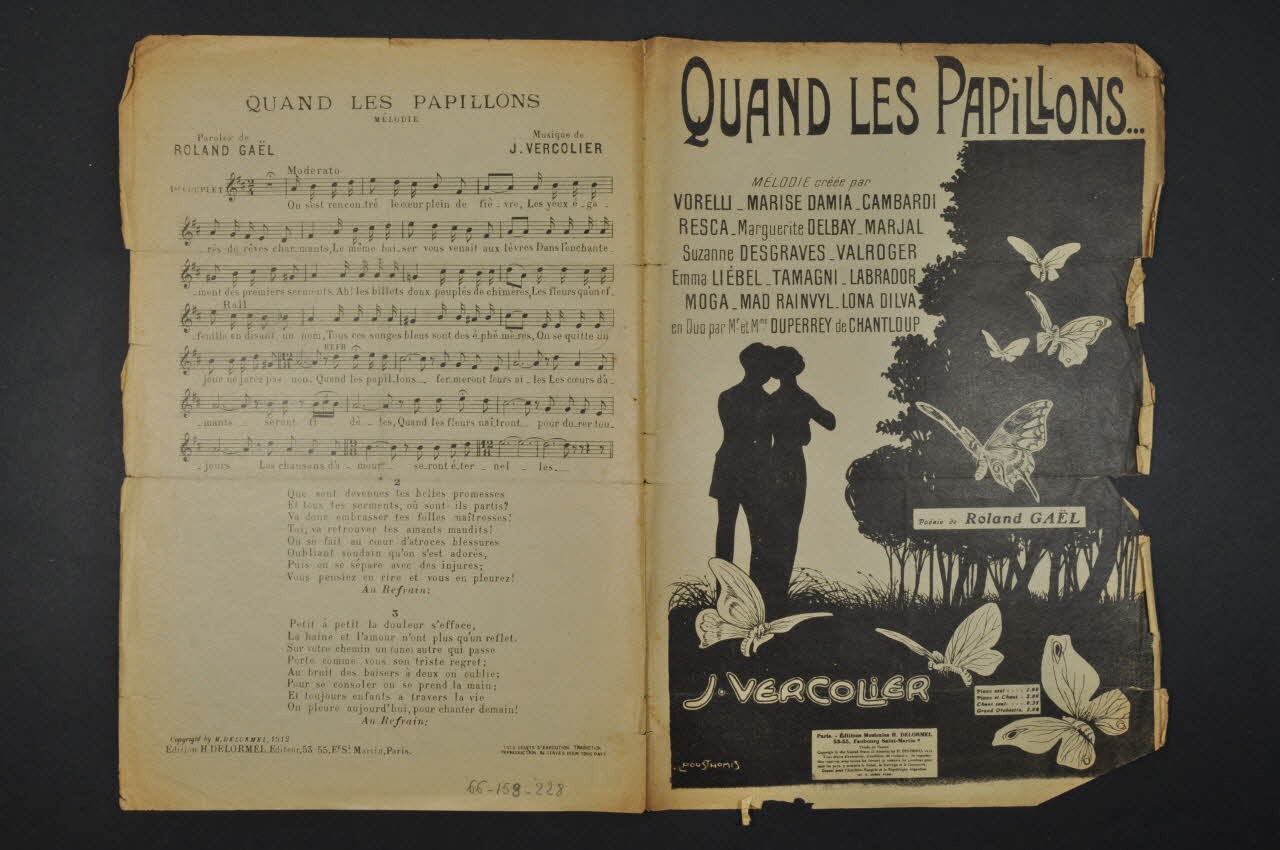 J. Vercolier ; Roland GaëL ; H. Delormel chanson petit format Île-de-France, France 1912 1966.158.228 Photo Mucem