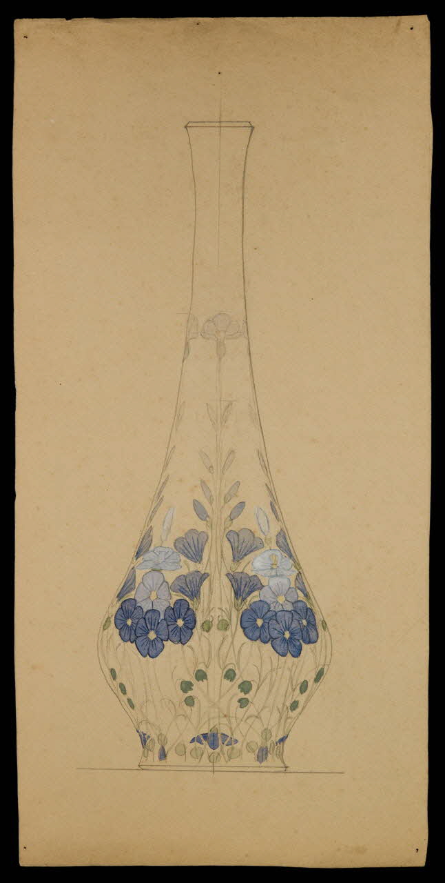 partie d'un ensemble de dessins Vase à décor floral 1968.102.5213 Photo Mucem