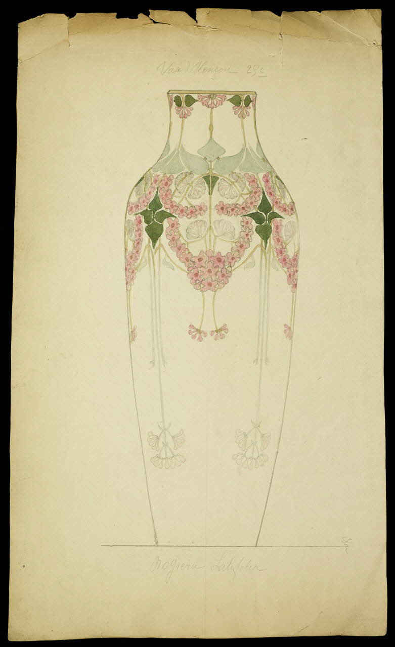 partie d'un ensemble de dessins Vase d'Alençon  Rogiera Latifolia 1968.102.5228 Photo Mucem