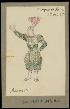 partie d'un ensemble de dessins Cirque de Paris  27 oct 27  Antonet 1968.102.523.1 Photo Mucem