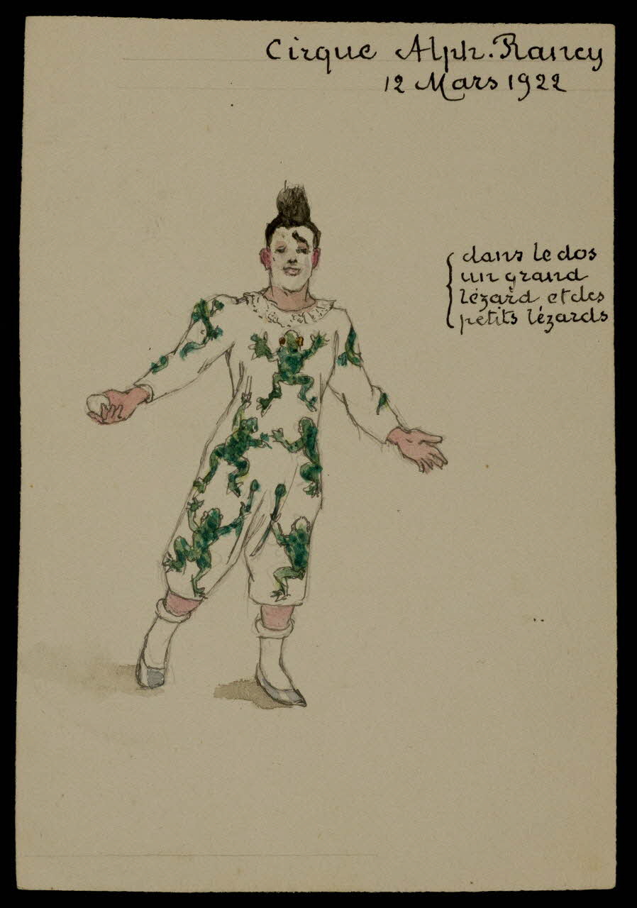 partie d'un ensemble de dessins Costume de clown avec des lézards 1968.102.523.12 Photo Mucem