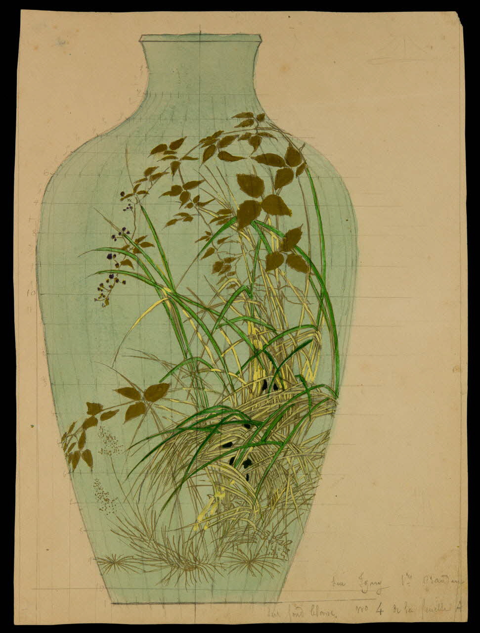 partie d'un ensemble de dessins Vase vert 1968.102.5254 Photo Mucem