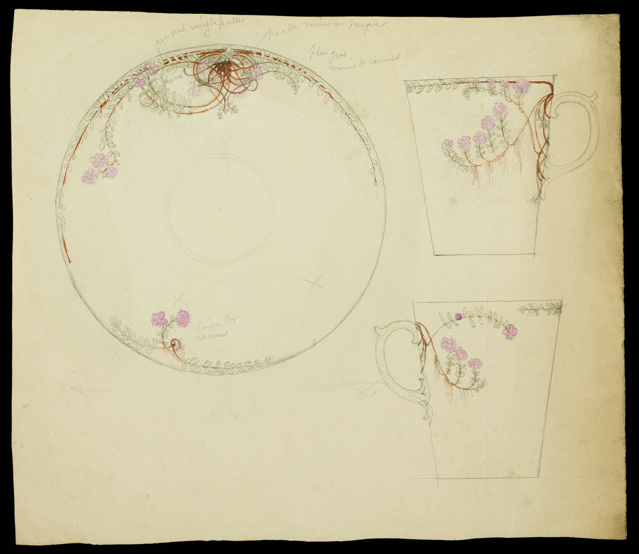 partie d'un ensemble de dessins Tasse et coupelle 1968.102.5268 Photo Mucem