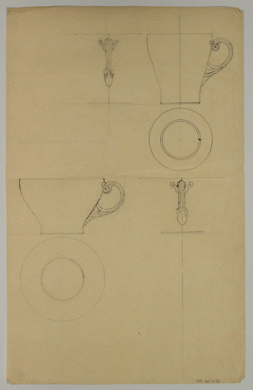 partie d'un ensemble de dessins Croquis de tasse et soucoupe 1968.102.5282 Photo Mucem