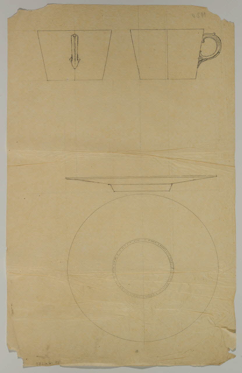 partie d'un ensemble de dessins Croquis de tasse et soucoupe 1968.102.5283 Photo Mucem