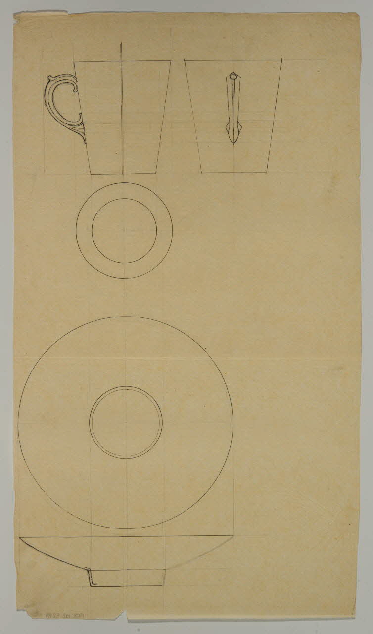 partie d'un ensemble de dessins Croquis de tasse et soucoupe 1968.102.5284 Photo Mucem