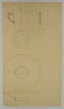 partie d'un ensemble de dessins Croquis de tasse et soucoupe 1968.102.5284 Photo Mucem