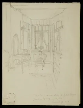 partie d'un ensemble de dessins Peut-être le dernier dessin de Juliette Vesque  fait de son lit chez nos cousines  Luxembourg 1948 1968.102.5338 Photo Mucem