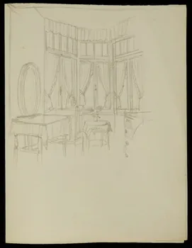 partie d'un ensemble de dessins Peut-être le dernier dessin de Juliette Vesque  fait de son lit chez nos cousines  Luxembourg 1948 1968.102.5338 Photo Mucem