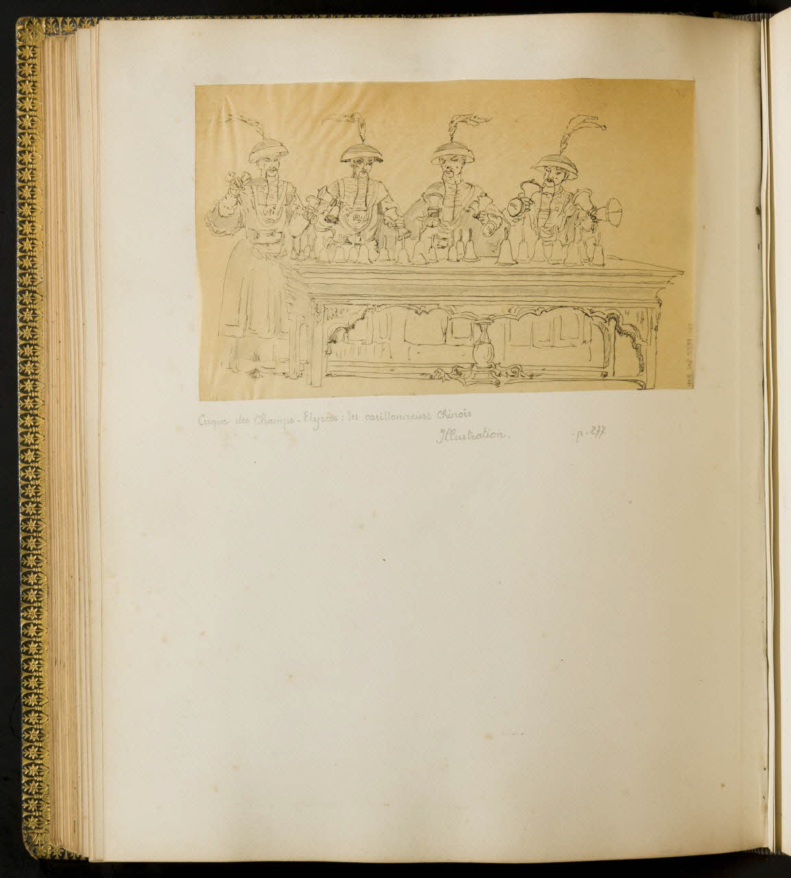 partie d'un ensemble de dessins Cirque des Champs-Elysées : les carillonneurs Chinois 1968.102.5339.107 Photo Mucem