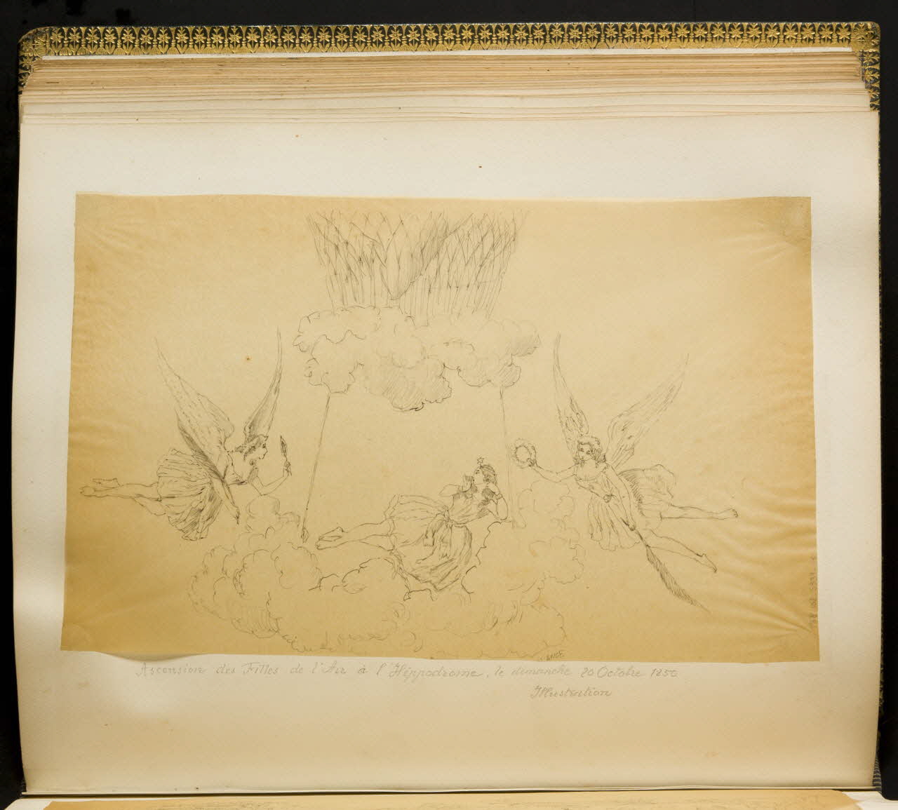 partie d'un ensemble de dessins Ascension des Filles de l'Air à l'Hippodrome 1968.102.5339.116 Photo Mucem