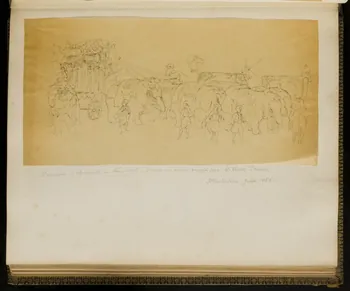 partie d'un ensemble de dessins Procession d'éléphants à New-York, d'après un dessin envoyé par M. Victor Prévost 1968.102.5339.117 Photo Mucem
