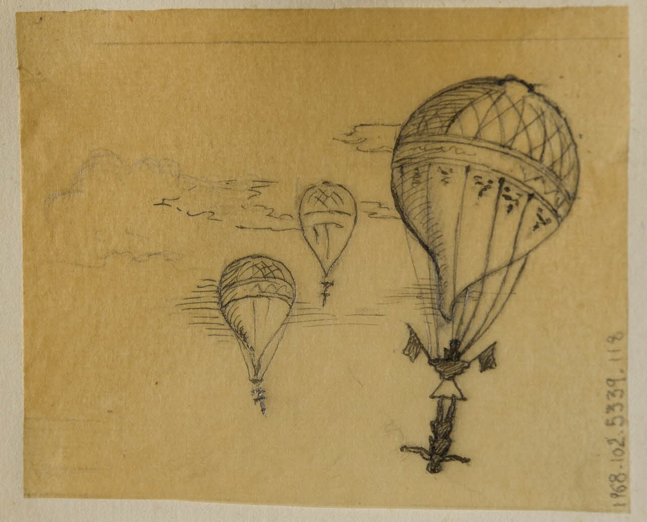 partie d'un ensemble de dessins Montgolfières 1968.102.5339.118 Photo Mucem