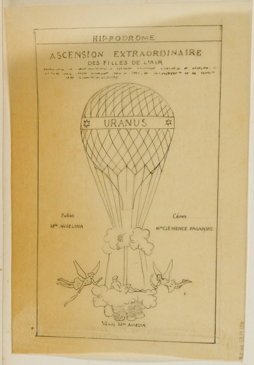 partie d'un ensemble de dessins ASCENSION EXTRAORDINAIRE  DES FILLES DE L'AIR 1968.102.5339.120 Photo Mucem