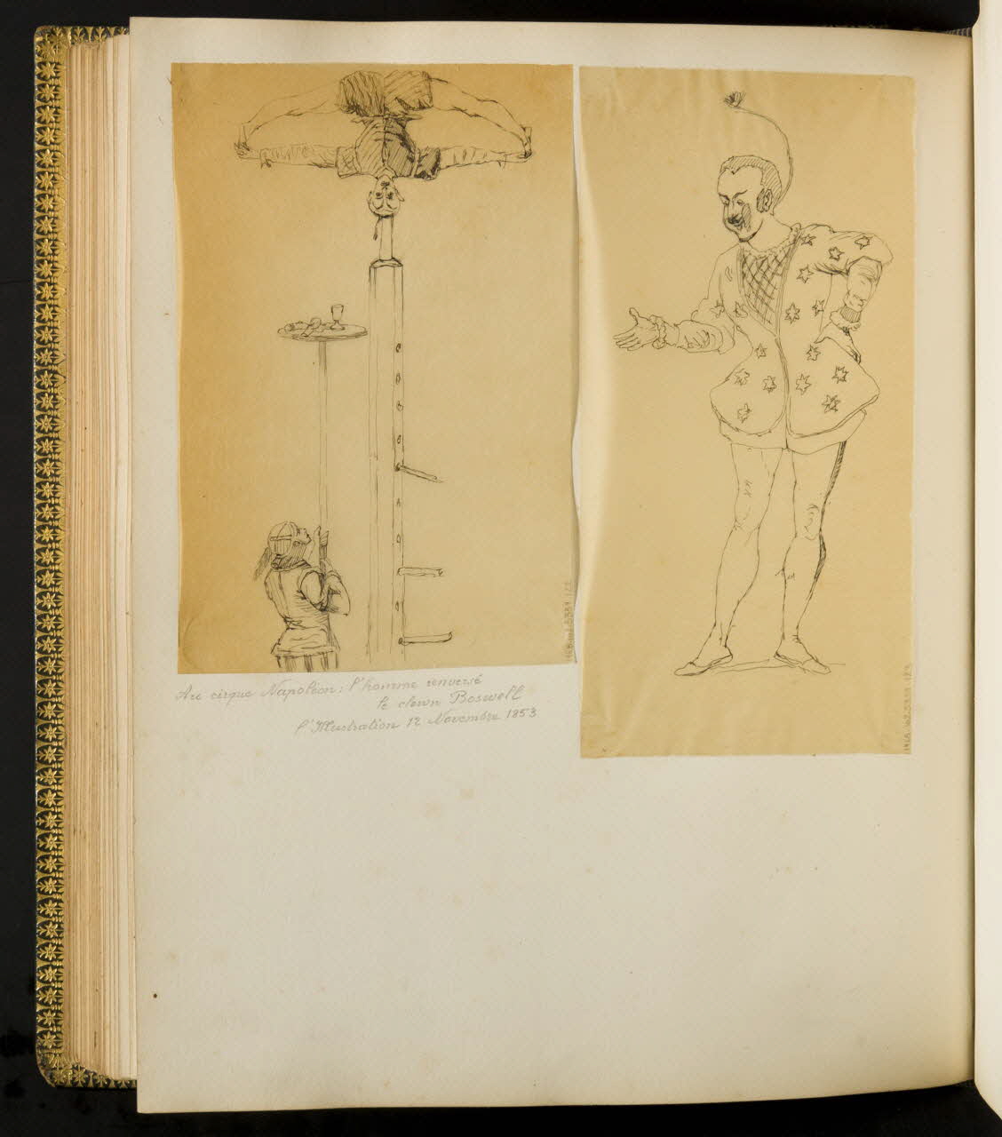 partie d'un ensemble de dessins Au cirque Napoléon : l'homme renversé  le clown Boswell 1968.102.5339.122 Photo Mucem