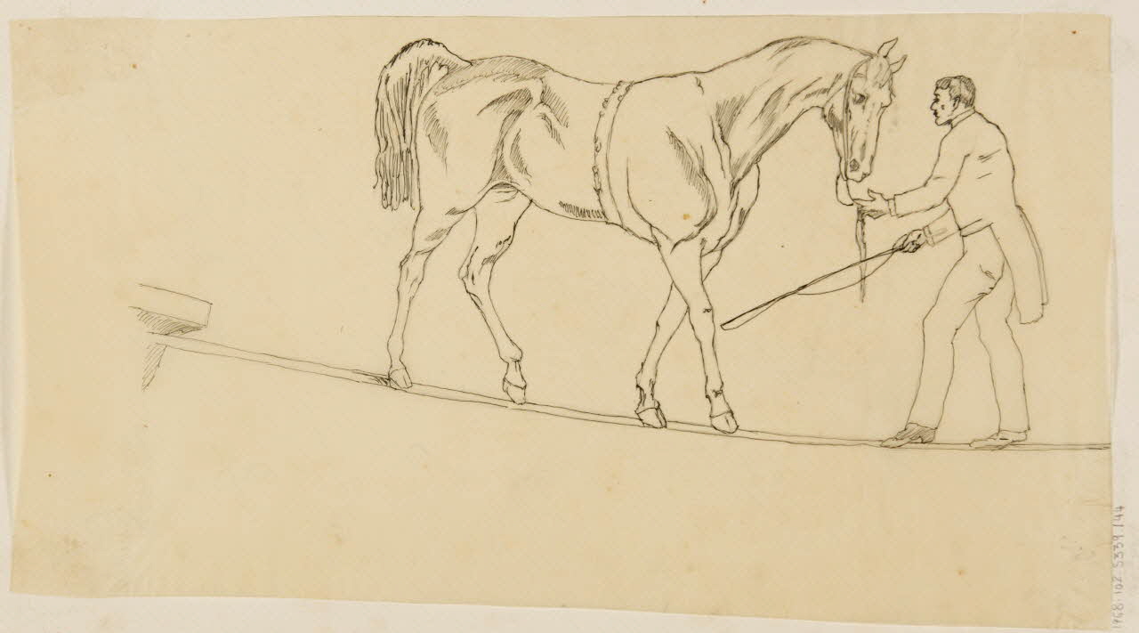 partie d'un ensemble de dessins Homme et cheval sur une corde 1968.102.5339.144 Photo Mucem