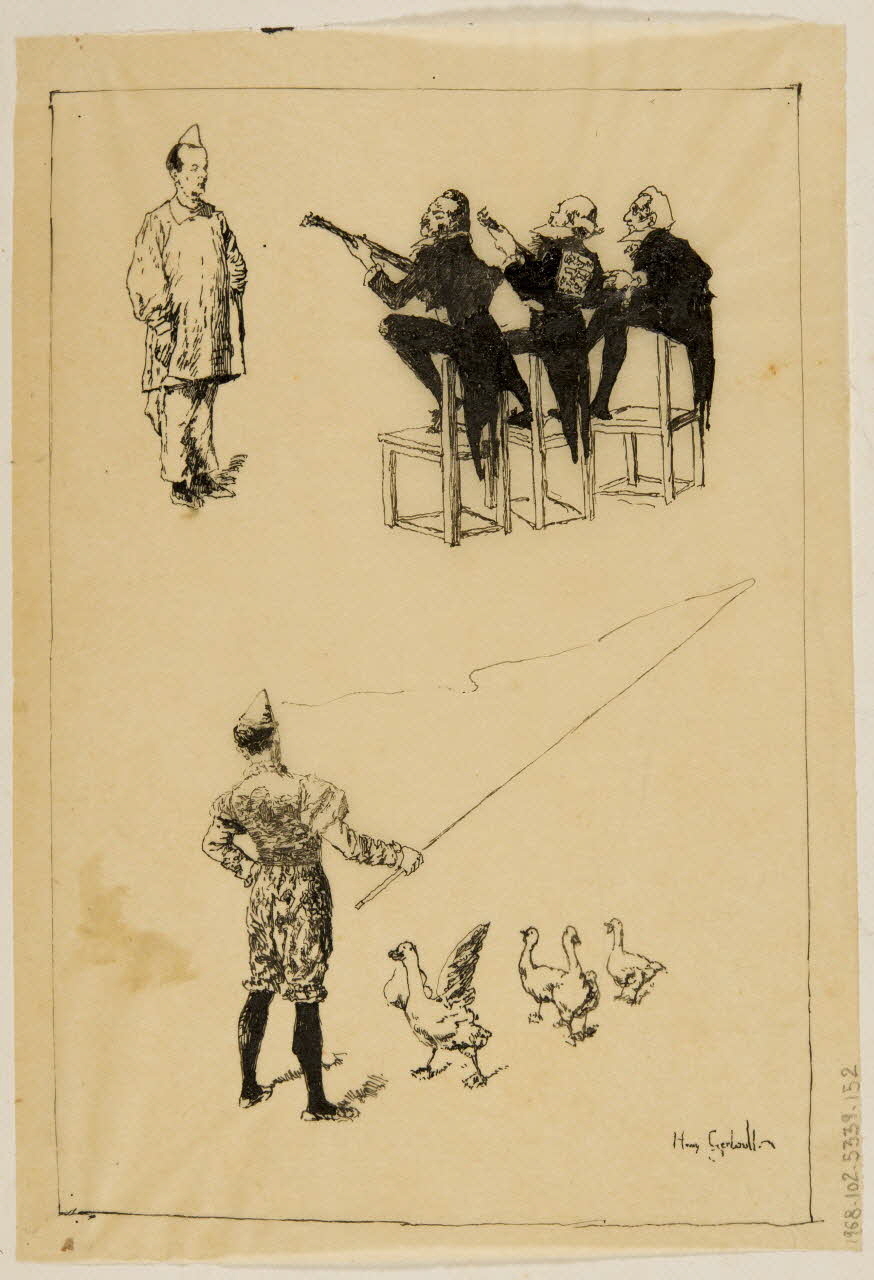 partie d'un ensemble de dessins Musiciens, homme et oies 1968.102.5339.152 Photo Mucem