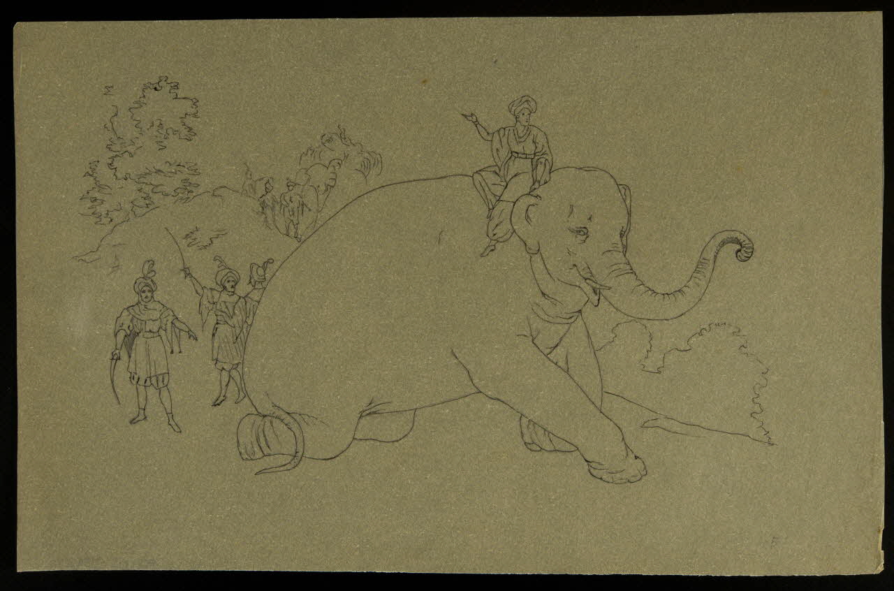 partie d'un ensemble de dessins Indiens autour d'un éléphant 1968.102.5339.176 Photo Mucem