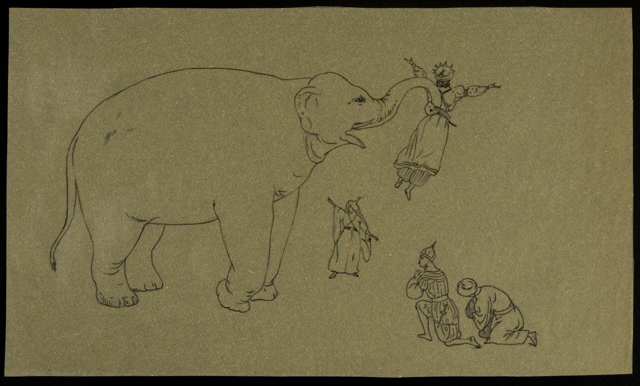 partie d'un ensemble de dessins Indiens autour d'un éléphant 1968.102.5339.178 Photo Mucem