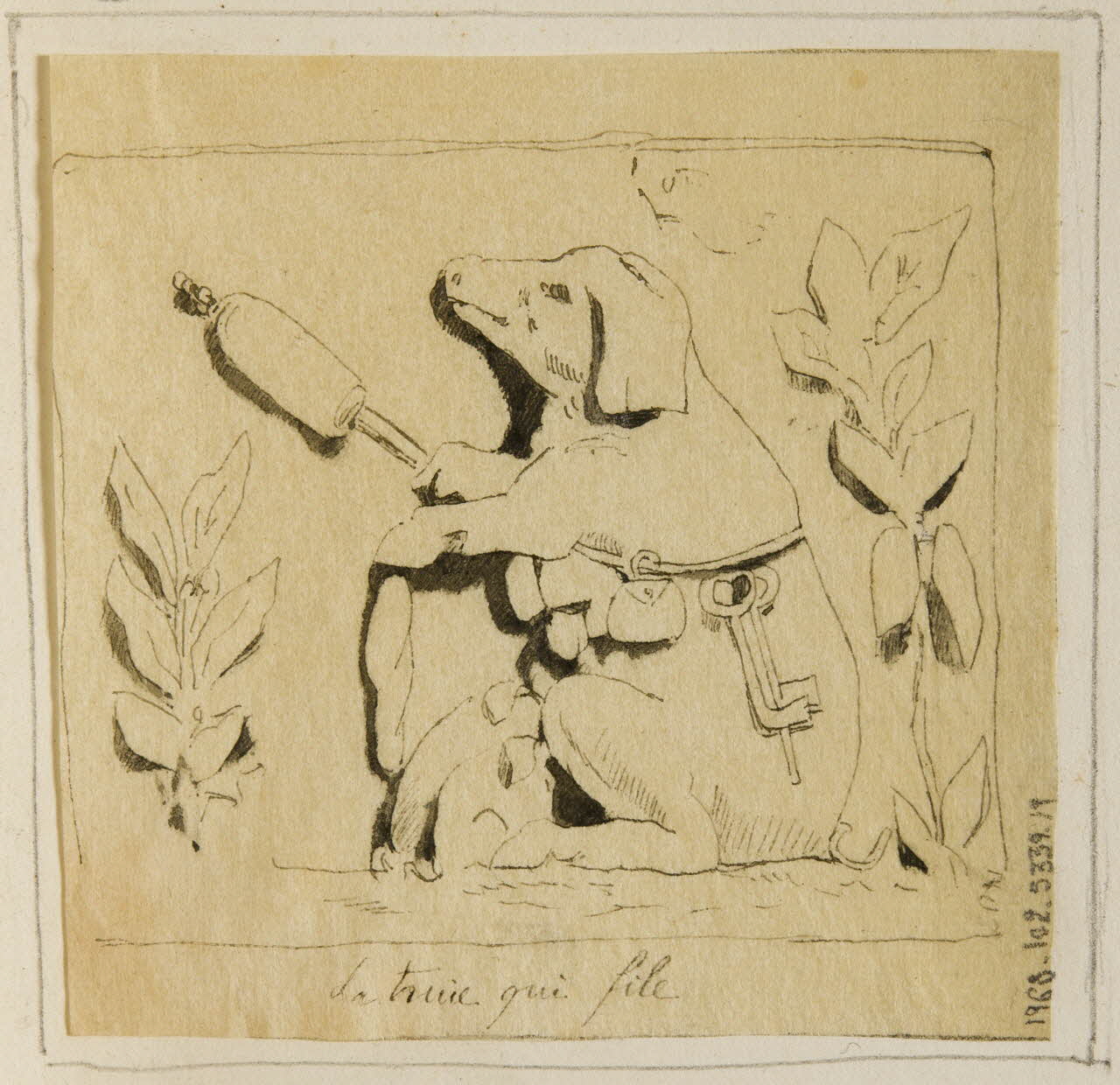 partie d'un ensemble de dessins La truie qui file 1968.102.5339.19 Photo Mucem