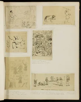 partie d'un ensemble de dessins bateleurs devant leur baraque 1968.102.5339.20 Photo Mucem