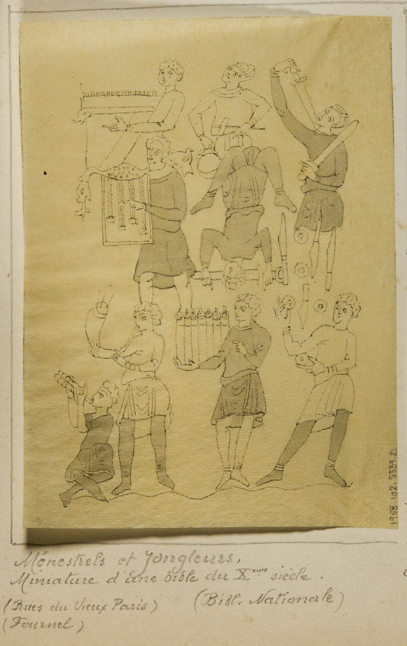 partie d'un ensemble de dessins Ménestrels et Jongleurs 1968.102.5339.21 Photo Mucem