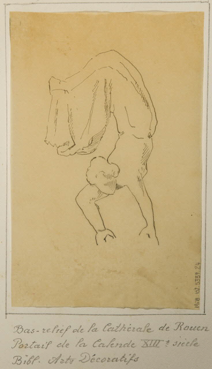 partie d'un ensemble de dessins Bas relief de la cathédrale de Rouen 1968.102.5339.24 Photo Mucem