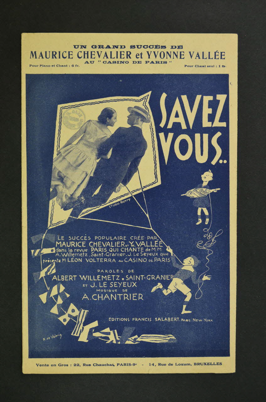 Charles Saint-Granier ; Albert Willemetz ; Jean Le Seyeux ; Albert Chantrier ; Francis F. Salabert ; Maurice Chevalier ; Yvonne Vallée partition de musique petit format Île-de-France, France 1925 1965.160.4 Photo Mucem