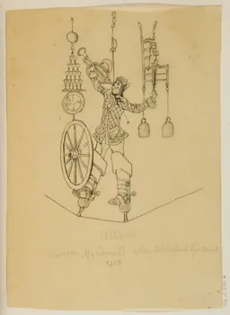 partie d'un ensemble de dessins Duncan Mac Donald celebrated Scotisch Equilibrist  1753 1968.102.5339.41 Photo Mucem