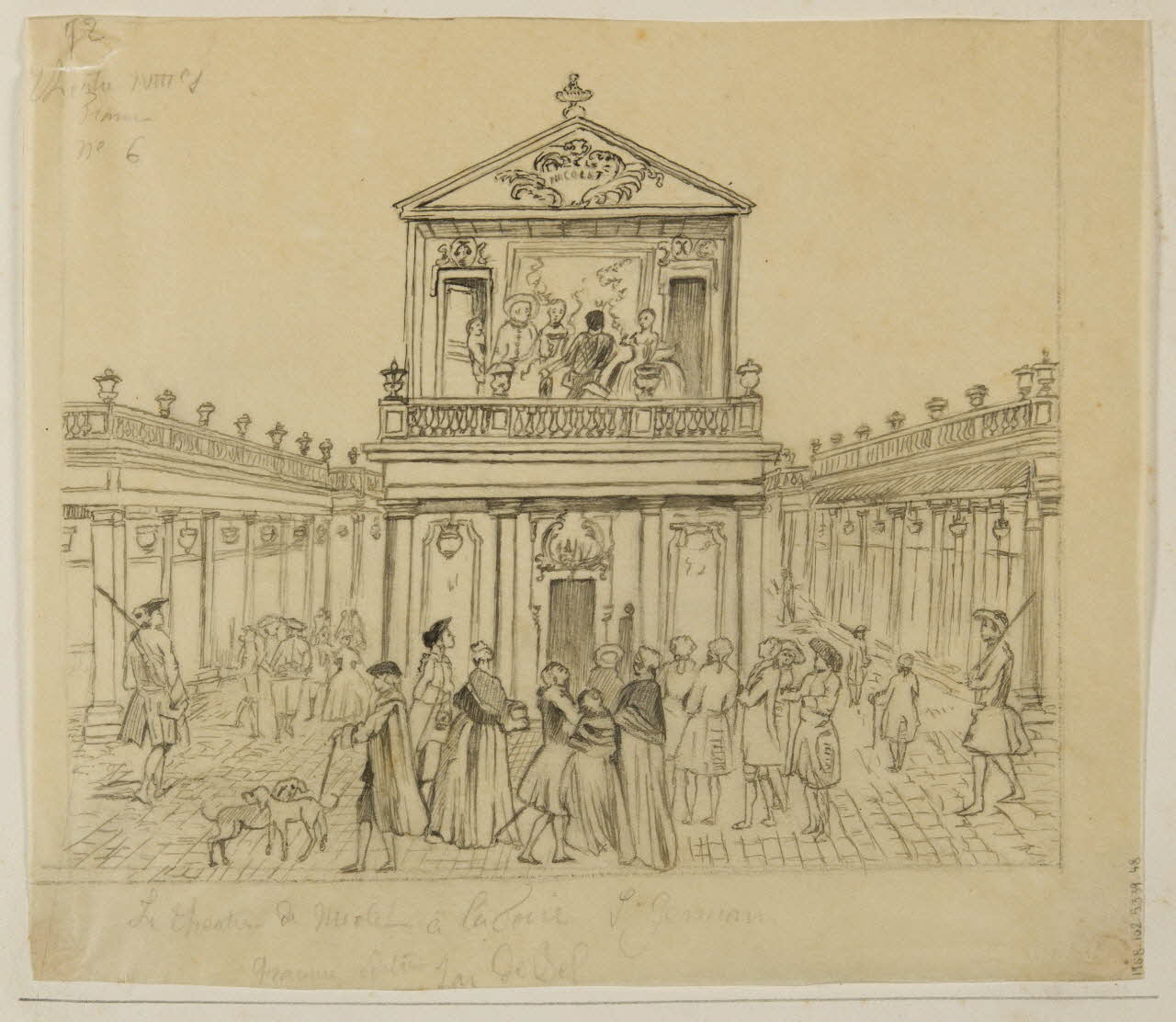 partie d'un ensemble de dessins Le theatre de Nicolet à la Foire S. Germain 1968.102.5339.48 Photo Mucem